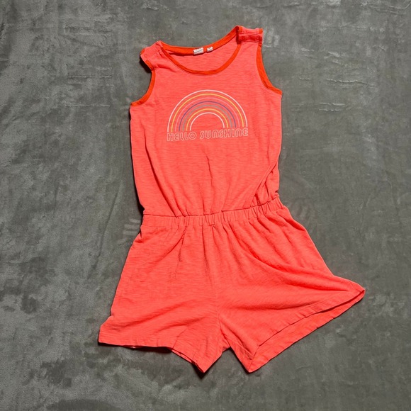 Gap Kids Coral Rainbow Hello Sunshine Romper Jumper Shorts Outfit Toddler XXL - Picture 1 of 11